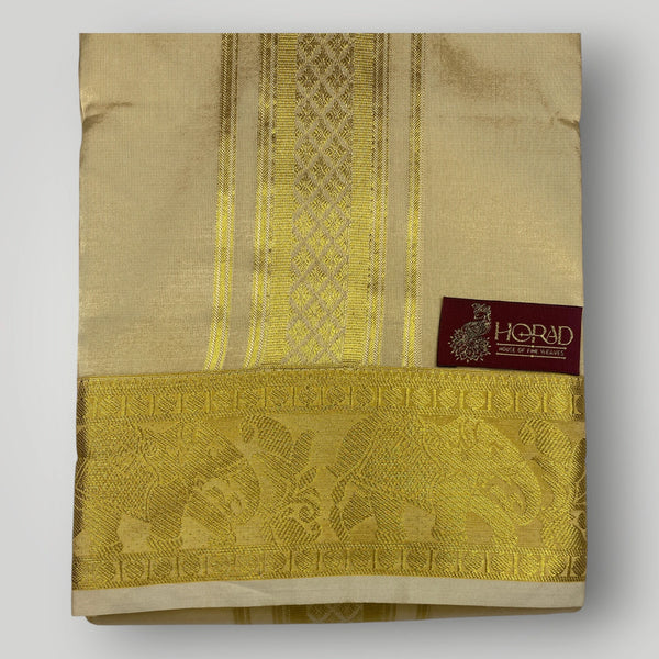 Horad Premium Art Silk Gold Shirt Material+Dhoti