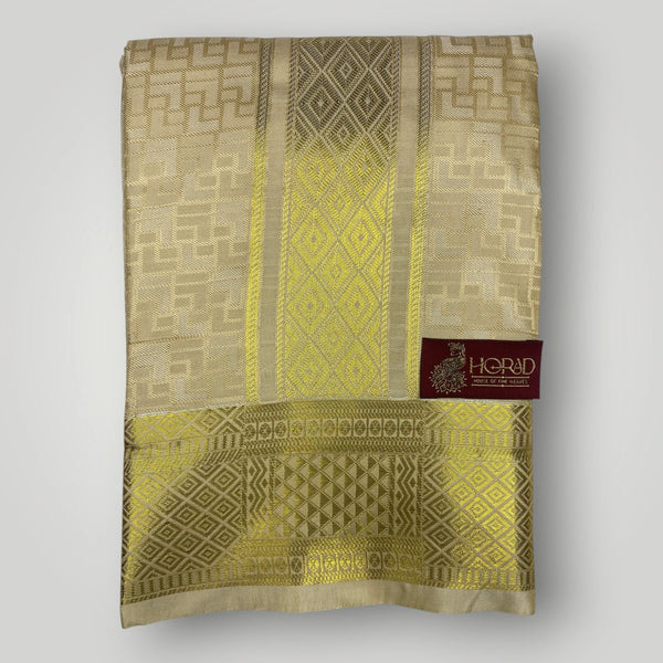 Horad Premium Art Silk Gold Emboss Shirt Material+Dhoti