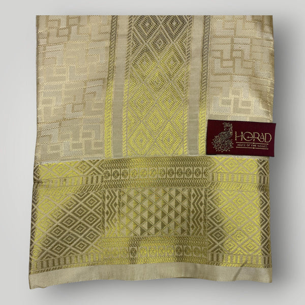 Horad Premium Art Silk Gold Emboss Shirt Material+Dhoti
