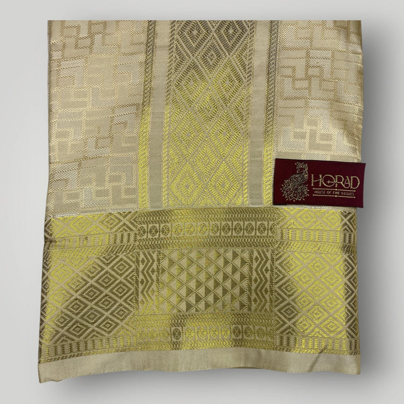 Horad Premium Art Silk Gold Emboss Shirt Material+Dhoti