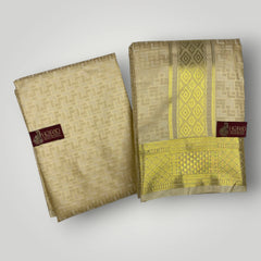 Horad Premium Art Silk Gold Emboss Shirt Material+Dhoti