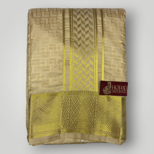Horad Premium Art Silk Gold Emboss Shirt Material+Dhoti