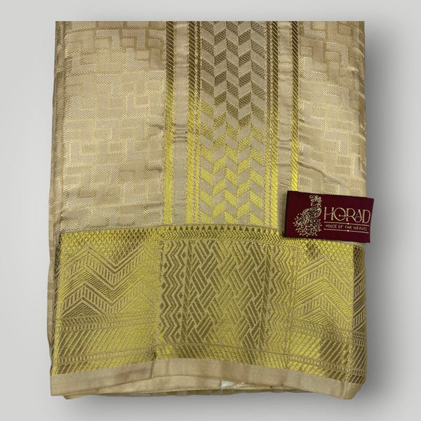 Horad Premium Art Silk Gold Emboss Shirt Material+Dhoti
