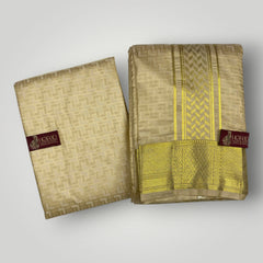 Horad Premium Art Silk Gold Emboss Shirt Material+Dhoti