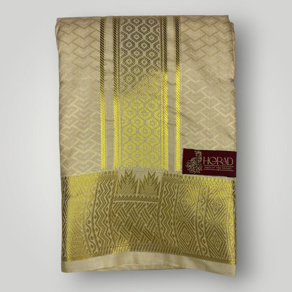 Horad Premium Art Silk Gold Emboss Shirt Material+Dhoti