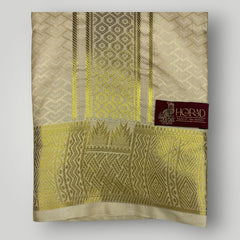 Horad Premium Art Silk Gold Emboss Shirt Material+Dhoti