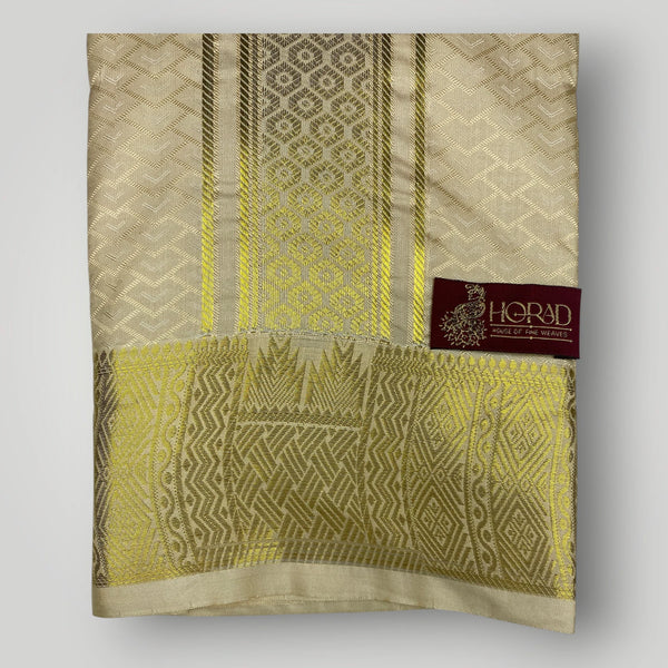 Horad Premium Art Silk Gold Emboss Shirt Material+Dhoti