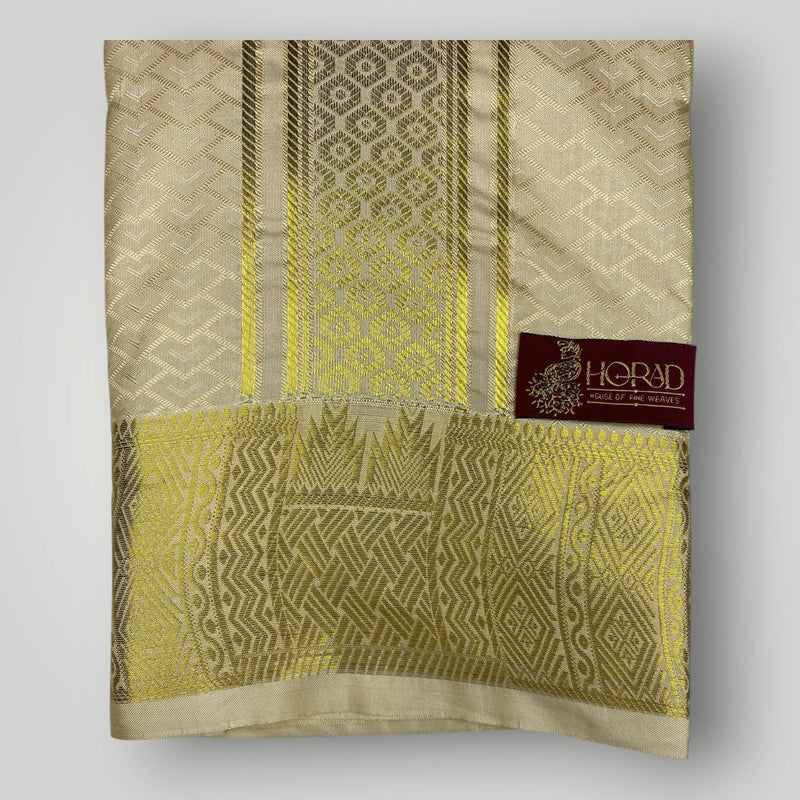 Horad Premium Art Silk Gold Emboss Shirt Material+Dhoti