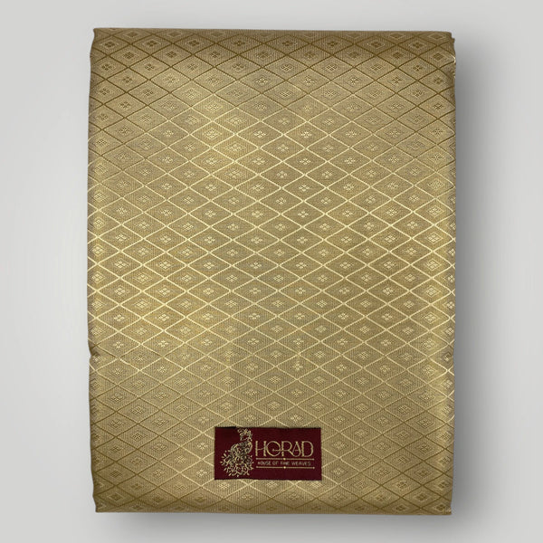 Horad Premium Art Silk Tissue Gold Emboss Shirt Material + Dhoti + Angavastram