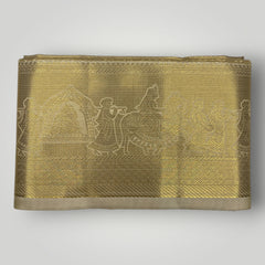 Horad Premium Art Silk Tissue Gold Emboss Shirt Material + Dhoti + Angavastram