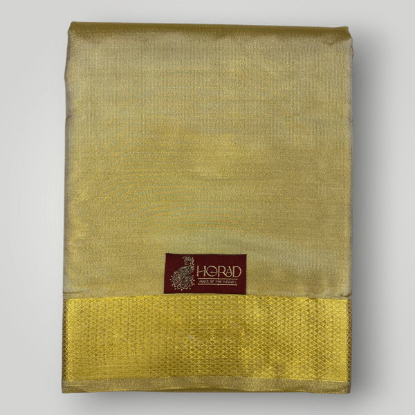 Horad Premium Art Silk Tissue Gold Shirt Material+Dhoti