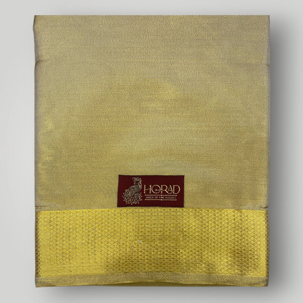Horad Premium Art Silk Tissue Gold Shirt Material+Dhoti