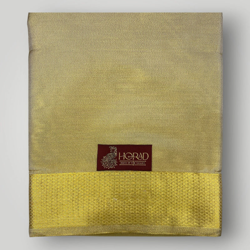 Horad Premium Art Silk Tissue Gold Shirt Material+Dhoti