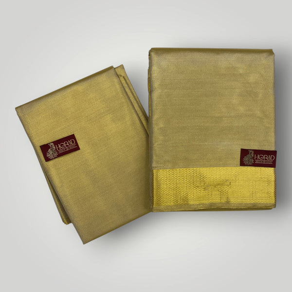 Horad Premium Art Silk Tissue Gold Shirt Material+Dhoti