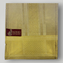 Horad Premium Art Silk Tissue Gold Shirt Material+Dhoti