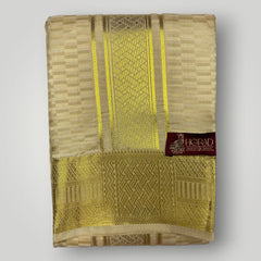 Horad Premium Art Silk Gold Emboss Shirt Material+Dhoti ( 2 in 1)
