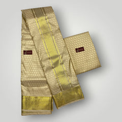 Horad Premium Art Silk Gold Emboss Shirt Material+Dhoti ( 2 in 1)