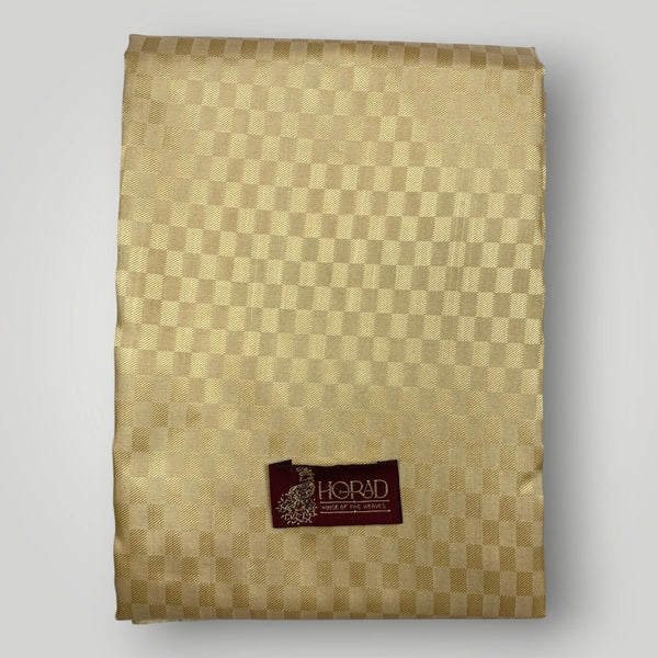 Horad Premium Art Silk Gold Emboss Elephant Border Shirt Material + Dhoti ( 2 in 1)