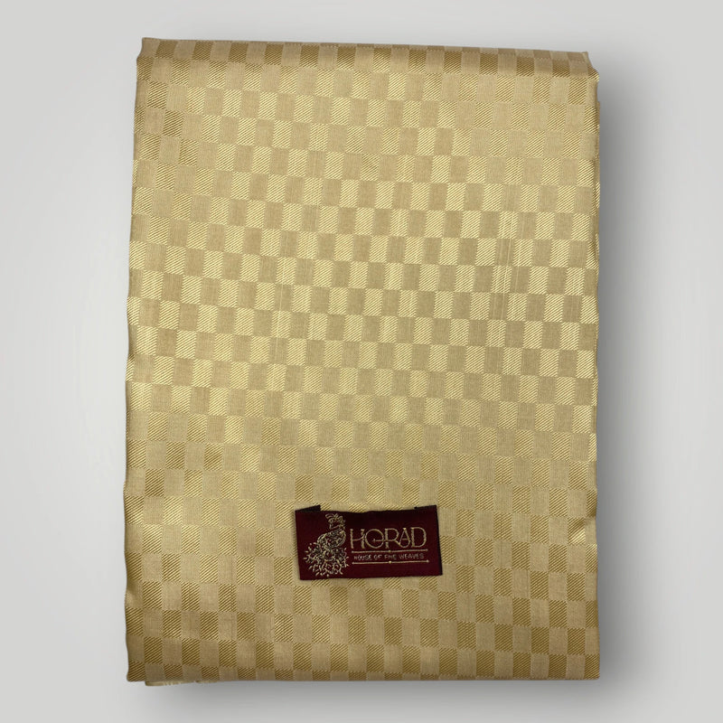 Horad Premium Art Silk Gold Emboss Elephant Border Shirt Material + Dhoti ( 2 in 1)