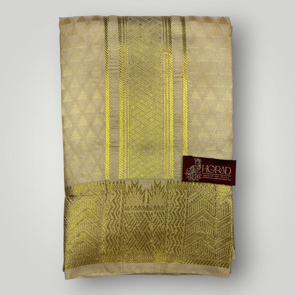 Horad Premium Art Silk Gold Emboss Shirt Material + Dhoti ( 2 in 1)