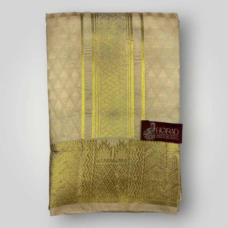 Horad Premium Art Silk Gold Emboss Shirt Material + Dhoti ( 2 in 1)