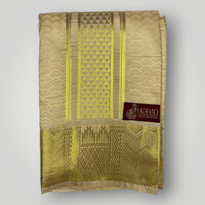 Horad Premium Art Silk Gold Emboss Shirt Material + Dhoti ( 2 in 1)
