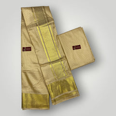 Horad Premium Art Silk Gold Emboss Shirt Material + Dhoti ( 2 in 1)