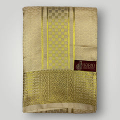 Horad Premium Art Silk Gold Emboss Shirt Material + Dhoti ( 2 in 1)