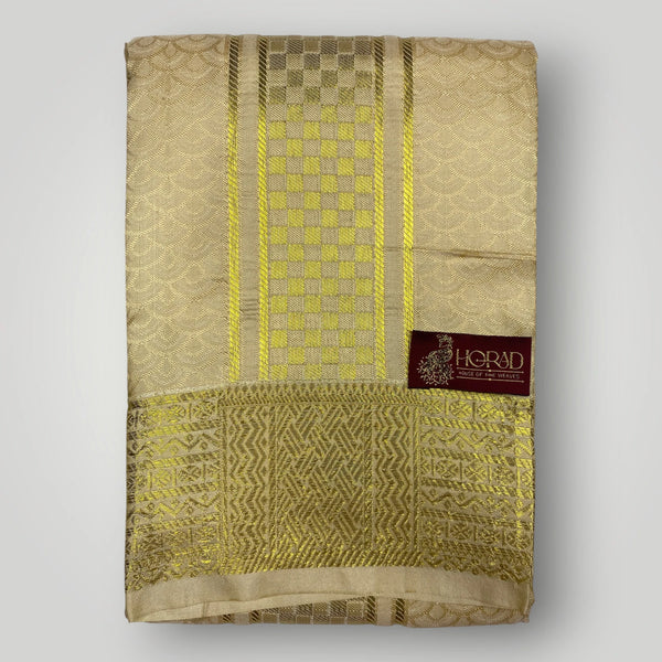 Horad Premium Art Silk Gold Emboss Shirt Material + Dhoti ( 2 in 1)