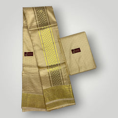 Horad Premium Art Silk Gold Emboss Shirt Material + Dhoti ( 2 in 1)