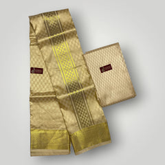 Horad Premium Art Silk Gold Emboss Shirt Material + Dhoti ( 2 in 1)