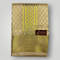 Horad Premium Art Silk Gold Emboss Shirt Material + Dhoti ( 2 in 1)