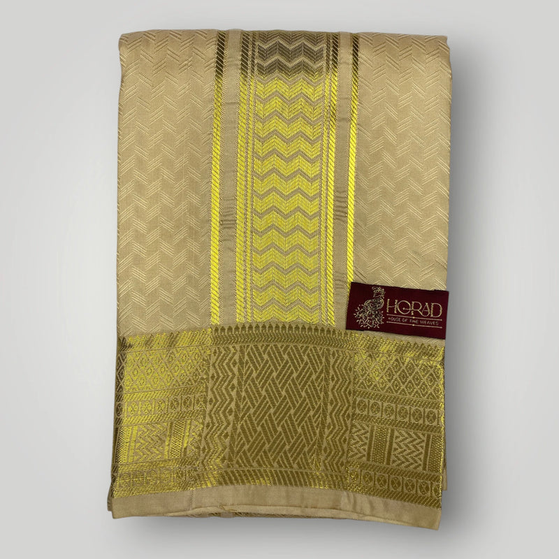Horad Premium Art Silk Gold Emboss Shirt Material + Dhoti ( 2 in 1)