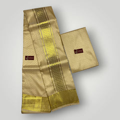 Horad Premium Art Silk Gold Emboss Shirt Material + Dhoti ( 2 in 1)