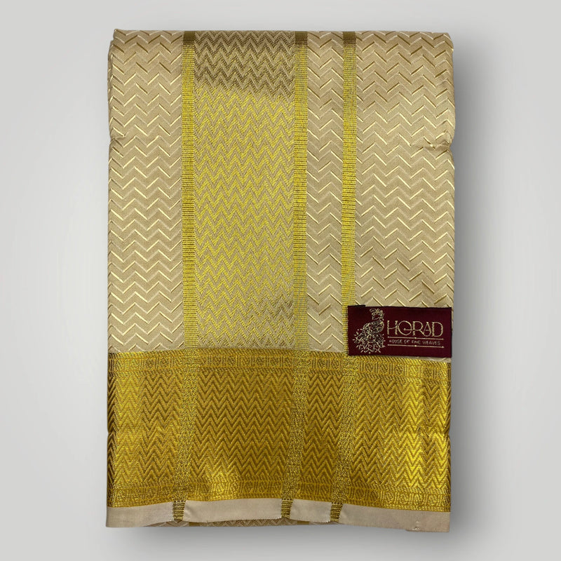 Horad Premium Art Silk Gold Emboss Shirt Material + Dhoti ( 2 in 1)
