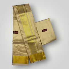 Horad Premium Art Silk Gold Emboss Shirt Material + Dhoti ( 2 in 1)