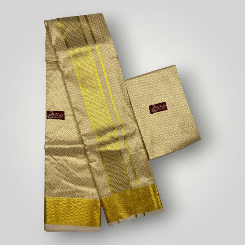 Horad Premium Art Silk Gold Emboss Shirt Material + Dhoti ( 2 in 1)