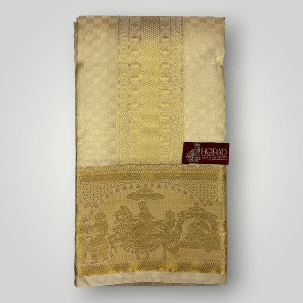 Horad Premium Art Silk Gold Emboss Shirt Material + Dhoti ( 2 in 1)