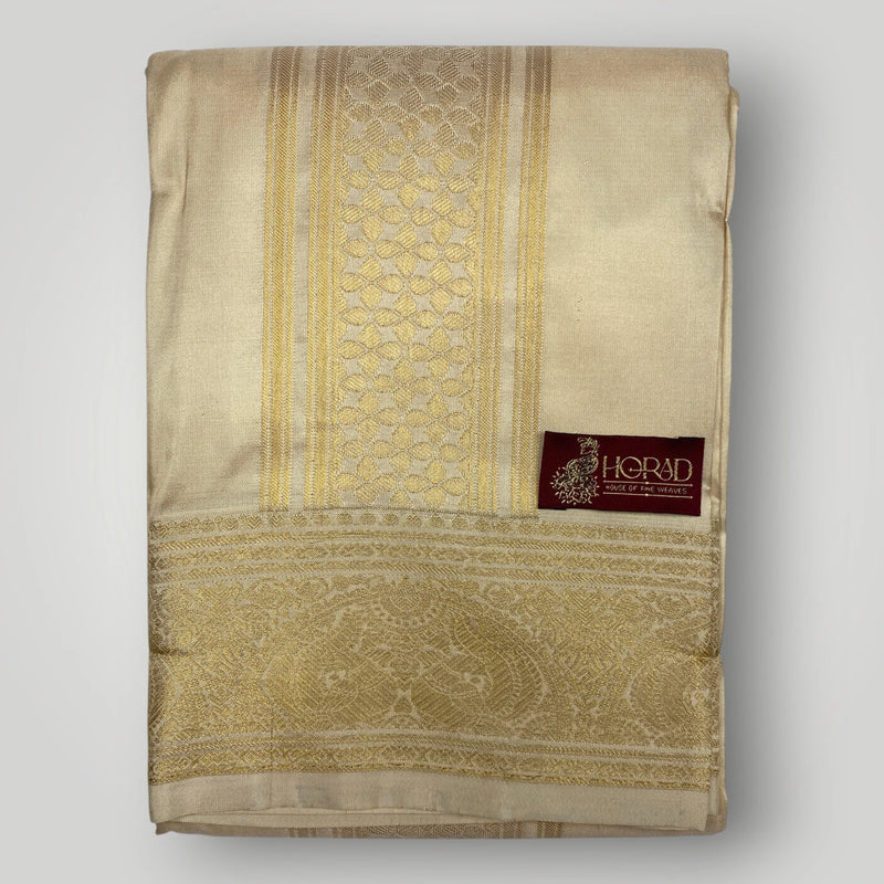 Horad Premium Art Silk Gold Emboss Shirt Material + Dhoti ( 2 in 1)