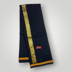 Horad Premium Cotton Black Print Dhoti with Gold Zari