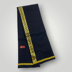 Horad Premium Cotton Black Print Dhoti with Gold Zari