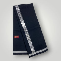 Horad Premium Cotton Black Print Dhoti with Silver Zari