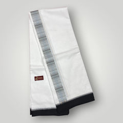 Horad Premium Cotton White Dhoti with Black Border