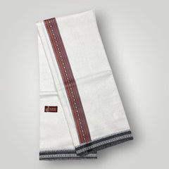Horad Premium Cotton White Dhoti with Printed Border