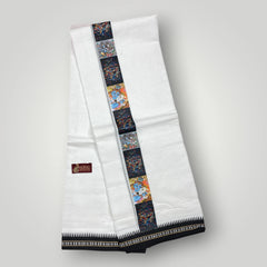 Horad Premium Cotton White Dhoti with Printed Border