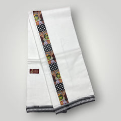 Horad Premium Cotton White Dhoti with Printed Border