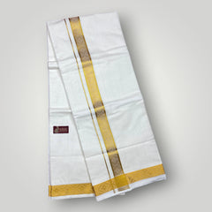 Horad Premium Cotton White Dhoti With Gold Border