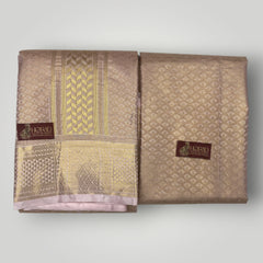 Horad Premium Art Silk Double Warp Rose Gold Shirt Material + Dhoti (2 in 1)