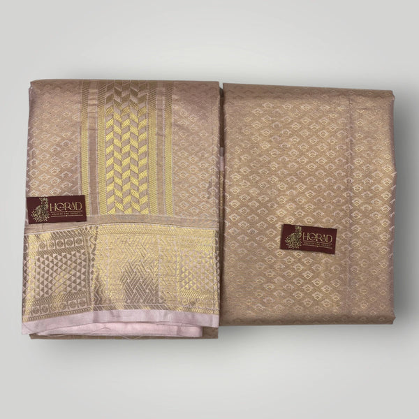Horad Premium Art Silk Double Warp Rose Gold Shirt Material + Dhoti (2 in 1)