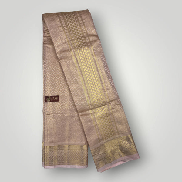 Horad Premium Art Silk Double Warp Rose Gold Shirt Material + Dhoti (2 in 1)